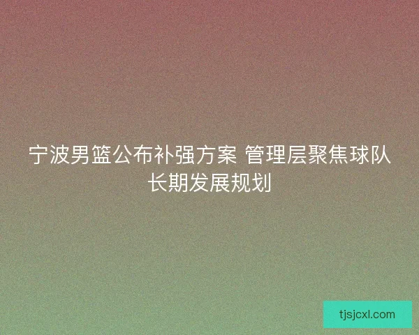 宁波男篮公布补强方案 管理层聚焦球队长期发展规划